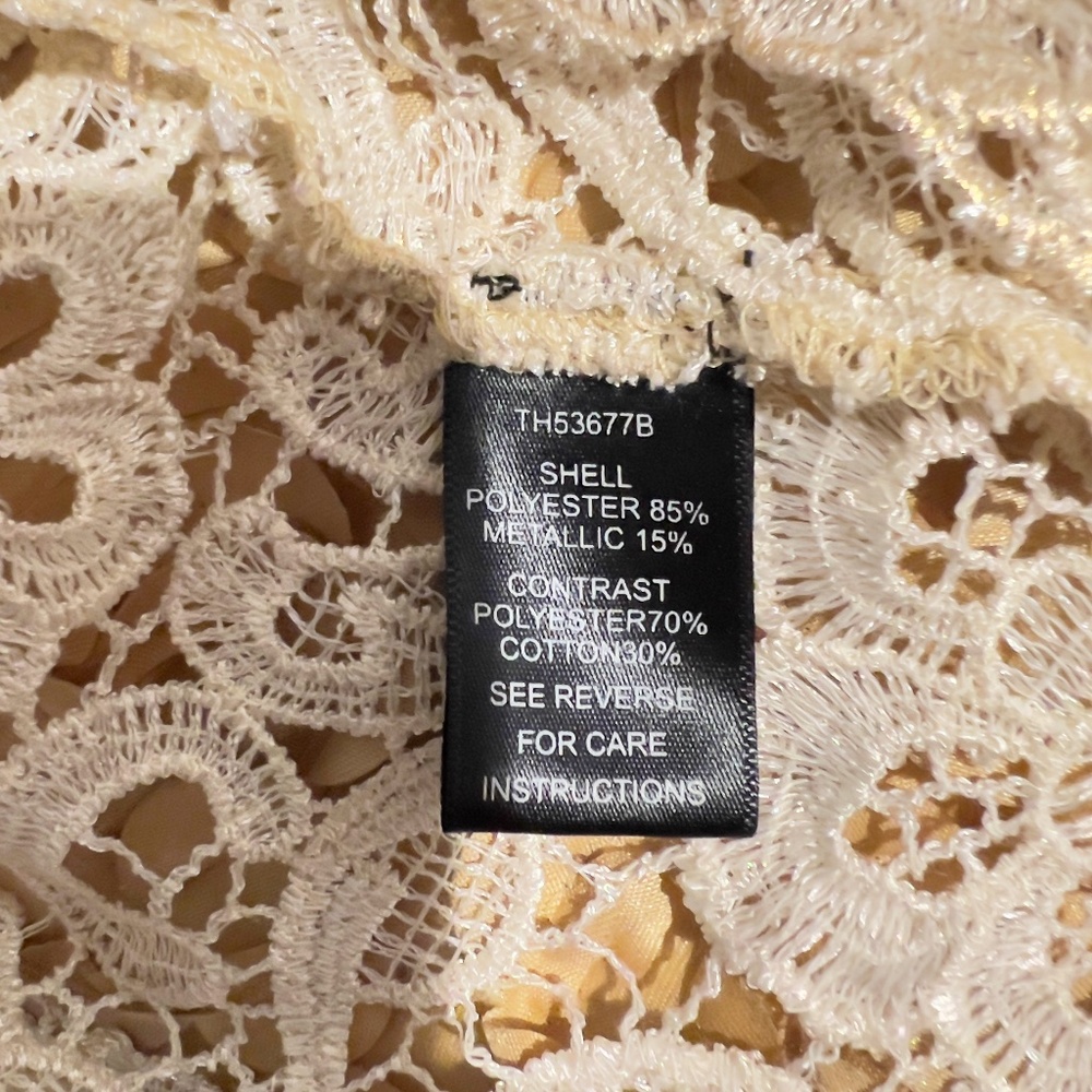 A372 Ark & Co Cream Cottagecore Lace Blouse Boho Chic Gently Used L - Picture 3 of 6
